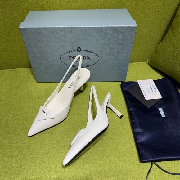 Prada Women's White Slingback Heels - Picture 2 of 7